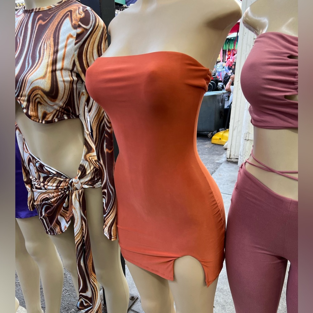 Orange Strapless Mini Dress
